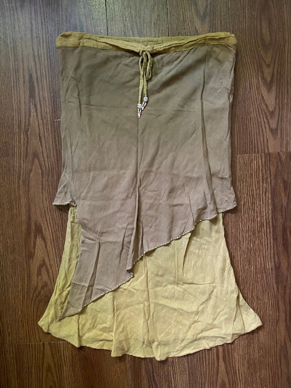 Vintage Ark Imports Cotton Layered Pixie Hem Asymmetric Skirt Tube Top - M